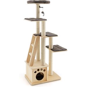 Costway Wooden Cat Tower Modern Cat Tree Multi-level Cat Play Condo Scratching Posts Costway Wooden Cat Tower Modern Cat Tree Multi-level Cat Play Condo Scratching Posts