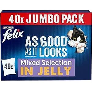 Felix As Good As It Looks Adult Wet Cat Food Mixed Selection in Jelly Variety 40 Felix As Good As It Looks Adult Wet Cat Food Mixed Selection in Jelly Variety 40