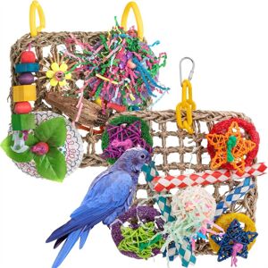 VENEKA Bird Toys, Parrot Toys, Set of 2 Seagrass Woven Suspension Cushions VENEKA Bird Toys, Parrot Toys, Set of 2 Seagrass Woven Suspension Cushions