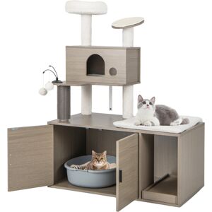 Casart Cat Tree Litter Box Enclosure 2-in-1 Cat Tower W/ Cat Condo Scratching Board Casart Cat Tree Litter Box Enclosure 2-in-1 Cat Tower W/ Cat Condo Scratching Board