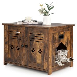 Casart 2-Door Cat Litter Box Side Entrance Cat House 3 in 1 Wooden End Table Casart 2-Door Cat Litter Box Side Entrance Cat House 3 in 1 Wooden End Table