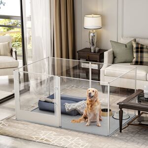 Bingopaw 6 Panels Indoor Pet Clear Acrylic Play Pen Whelping Box 80cm Tall Bingopaw 6 Panels Indoor Pet Clear Acrylic Play Pen Whelping Box 80cm Tall