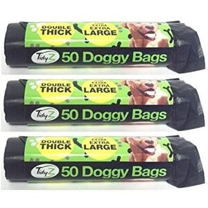150 Extra Strong TidyZ Black Doggy Waste Bags With Tie Handle 32cm x 38cm 150 Extra Strong TidyZ Black Doggy Waste Bags With Tie Handle 32cm x 38cm