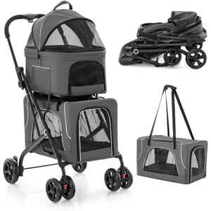 Casart Foldable 3-in-1 Dog Stroller Double Pet Stroller W/ Detachable Carriers Casart Foldable 3-in-1 Dog Stroller Double Pet Stroller W/ Detachable Carriers