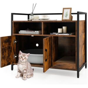 Costway Large Cat Litter Box Wooden Kitty Washroom w/ Hidden Cabinet Enclosure Costway Large Cat Litter Box Wooden Kitty Washroom w/ Hidden Cabinet Enclosure