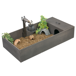 KCT Large Black Tortoise Table Reptile Vivarium Cage Hide with Open Run and Lamp KCT Large Black Tortoise Table Reptile Vivarium Cage Hide with Open Run and Lamp