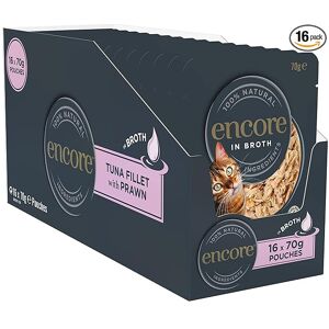 Encore 100% Natural Wet Cat Food Tuna Fillet with Prawn in Broth Pack of 16 x 70 Encore 100% Natural Wet Cat Food Tuna Fillet with Prawn in Broth Pack of 16 x 70