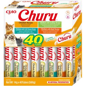Churu by INABA Cat Treat - Chicken Variety Box - 1 Pack (40 x 14g total) / Soft Churu by INABA Cat Treat - Chicken Variety Box - 1 Pack (40 x 14g total) / Soft