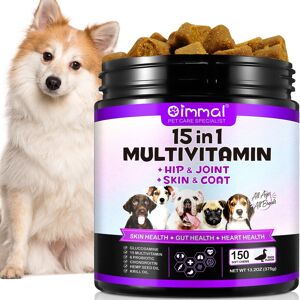 Bieyoc 15 in 1 Dog Multivitamin Treats, 150 Chews Vitamins Supplements for Dogs, Hip & Bieyoc 15 in 1 Dog Multivitamin Treats, 150 Chews Vitamins Supplements for Dogs, Hip &