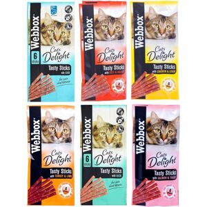 *NEW* 6 PACK MIXED WEBBOX CAT STICKS CAT KITTEN MEATY STICK TREAT COD DUCK BEEF *NEW* 6 PACK MIXED WEBBOX CAT STICKS CAT KITTEN MEATY STICK TREAT COD DUCK BEEF