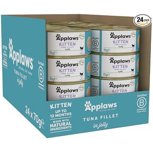 Applaws Natural Wet Kitten Food, Tuna in Jelly Tin, 70g (Pack of 24) (Packaging Applaws Natural Wet Kitten Food, Tuna in Jelly Tin, 70g (Pack of 24) (Packaging