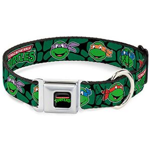 Mutant Buckle-Down Seatbelt Buckle Dog Collar - Classic TMNT Turtle Faces Black/Green T Mutant Buckle-Down Seatbelt Buckle Dog Collar - Classic TMNT Turtle Faces Black/Green T