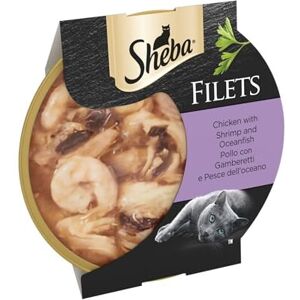 Sheba Fillets Cat Food Tray with Chicken, Shrimp and Ocean Fish in Gravy 2x16x60 Sheba Fillets Cat Food Tray with Chicken, Shrimp and Ocean Fish in Gravy 2x16x60