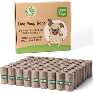 GREENER WALKER Biodegradable Poop Bags 1080 Count, Extra Thick Leak-Proof 13x9in GREENER WALKER Biodegradable Poop Bags 1080 Count, Extra Thick Leak-Proof 13x9in