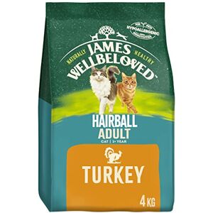 James Wellbeloved Hairball Adult Turkey 4 kg Bag, Hypoallergenic Dry Cat Food James Wellbeloved Hairball Adult Turkey 4 kg Bag, Hypoallergenic Dry Cat Food