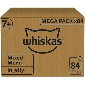 Whiskas 7+ Senior Mixed Selection in Jelly 84 Pouches, Senior Wet Cat Food, Mega Whiskas 7+ Senior Mixed Selection in Jelly 84 Pouches, Senior Wet Cat Food, Mega