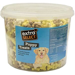 Extra Select Puppy Bones Dog Treat Biscuits in a 3ltr Bucket (approx 1070 biscuits) Extra Select Puppy Bones Dog Treat Biscuits in a 3ltr Bucket (approx 1070 biscuits)