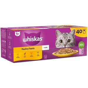 Whiskas 1+ Adult Poultry Selection in Jelly 40 Pouches, Adult Wet Cat Food, Mega Whiskas 1+ Adult Poultry Selection in Jelly 40 Pouches, Adult Wet Cat Food, Mega