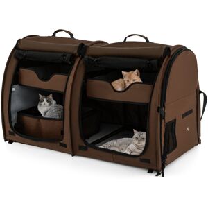 Casart 2-In-1 Pet Carrier Twin-compartment Pet Kennel Cat & Dog Travel Crate Casart 2-In-1 Pet Carrier Twin-compartment Pet Kennel Cat & Dog Travel Crate