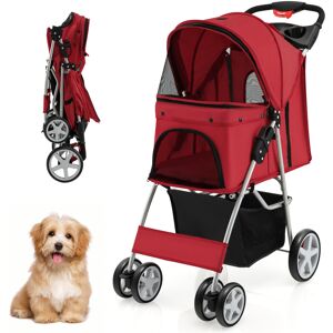 Costway Folding Pet Stroller Portable Pet Travel Pushchair 4 Wheels Costway Folding Pet Stroller Portable Pet Travel Pushchair 4 Wheels