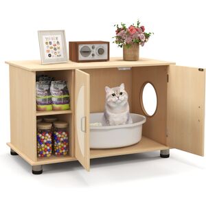 Costway Cat Litter Box Enclosure Hidden Cat Washroom Furniture w/ Storage Costway Cat Litter Box Enclosure Hidden Cat Washroom Furniture w/ Storage