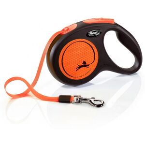 (5m, Orange/Black) Flexi Medium Neon Taped Retractable Dog Lead (5m, Orange/Black) Flexi Medium Neon Taped Retractable Dog Lead
