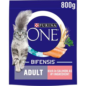 Purina ONE Adult Dry Cat Food Rich in Salmon 800g, Pack of 4 Purina ONE Adult Dry Cat Food Rich in Salmon 800g, Pack of 4
