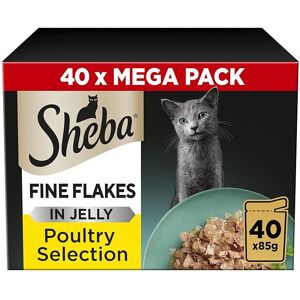 Sheba Fine Flakes Poultry Collection in Jelly 40 Pouches, Adult Wet Cat Food, Me Sheba Fine Flakes Poultry Collection in Jelly 40 Pouches, Adult Wet Cat Food, Me