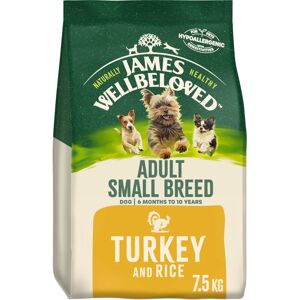 James Wellbeloved Adult Small Breed Turkey & Rice 7.5 kg Bag, Hypoallergenic Dry James Wellbeloved Adult Small Breed Turkey & Rice 7.5 kg Bag, Hypoallergenic Dry