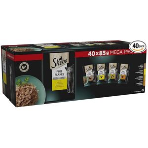 Sheba Fine Flakes Poultry Collection in Jelly 40 Pouches, Adult Wet Cat Food, Me Sheba Fine Flakes Poultry Collection in Jelly 40 Pouches, Adult Wet Cat Food, Me