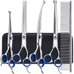 Gimars Professional 6 in 1 Dog Grooming Scissors 4CR Stainless Steel with Safety Round Gimars Professional 6 in 1 Dog Grooming Scissors 4CR Stainless Steel with Safety Round