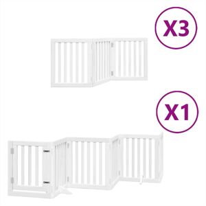 vidaXL Dog Gate with Door Foldable 15 Panels White - Dog Fence vidaXL Dog Gate with Door Foldable 15 Panels White - Dog Fence