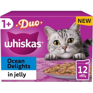 Whiskas Tasty Duo 1+ Ocean Delight in Jelly 48 x 85 g Pouches, Adult Whiskas Tasty Duo 1+ Ocean Delight in Jelly 48 x 85 g Pouches, Adult