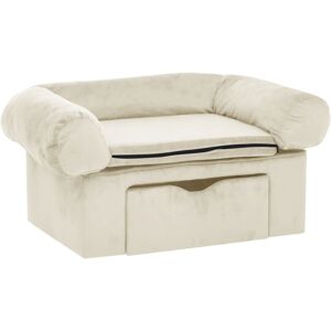 vidaXL Dog Sofa with Drawer - Cream, 75x50x38 cm - Dog Sofa vidaXL Dog Sofa with Drawer - Cream, 75x50x38 cm - Dog Sofa