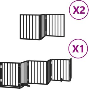vidaXL Dog Gate with Door Foldable 12 Panels Black - Dog Gate vidaXL Dog Gate with Door Foldable 12 Panels Black - Dog Gate