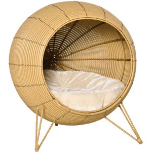 PawHut Wicker Cat Bed Elevated Rattan Kitten Basket Cozy Cave w/ Soft Cushion PawHut Wicker Cat Bed Elevated Rattan Kitten Basket Cozy Cave w/ Soft Cushion