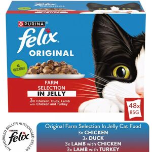 Unbranded 48x85g Felix Wet Cat Food Original No Colourants Farm Selection in Jelly, 3-6Y Unbranded 48x85g Felix Wet Cat Food Original No Colourants Farm Selection in Jelly, 3-6Y