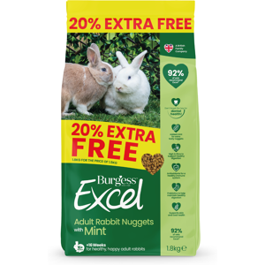 Burgess Excel Adult Rabbit Nuggets With Mint 1.8kg x 4 Burgess Excel Adult Rabbit Nuggets With Mint 1.8kg x 4