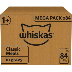 Whiskas 1+ Adult Classic Selection in Gravy 84 Pouches, Adult Wet Cat Food, Mega Whiskas 1+ Adult Classic Selection in Gravy 84 Pouches, Adult Wet Cat Food, Mega