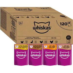 Whiskas 7+ Senior Poultry Selection in Jelly 120 Pouches, Senior Wet Cat Food, M Whiskas 7+ Senior Poultry Selection in Jelly 120 Pouches, Senior Wet Cat Food, M
