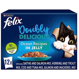 Felix Doubly Delicious Ocean Recipes Cat Food 12x100g, Pack of 4 Felix Doubly Delicious Ocean Recipes Cat Food 12x100g, Pack of 4