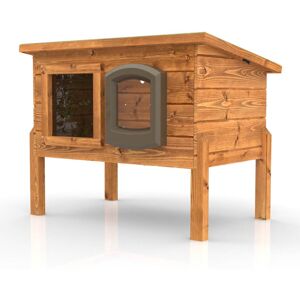 Home & Roost Outdoor Microchip Self Heating Cat House Kennel with One Way Privacy Window Home & Roost Outdoor Microchip Self Heating Cat House Kennel with One Way Privacy Window