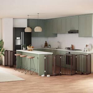 vidaXL Dog Gate with Door Foldable 15 Panels Dog Fence Gate Brown Poplar Wood vidaXL Dog Gate with Door Foldable 15 Panels Dog Fence Gate Brown Poplar Wood