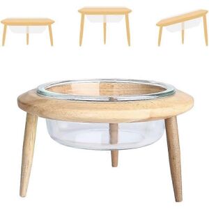 Sosenfer (Clear, Large) HCHLQLZ Glass Adjustable Elevated Raised Pet Bowl with Wood Stand Sosenfer (Clear, Large) HCHLQLZ Glass Adjustable Elevated Raised Pet Bowl with Wood Stand