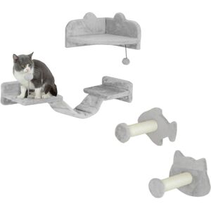 PawHut 4-Piece Cat Wall Shelves with Steps, Ladder, Jumping Platforms PawHut 4-Piece Cat Wall Shelves with Steps, Ladder, Jumping Platforms