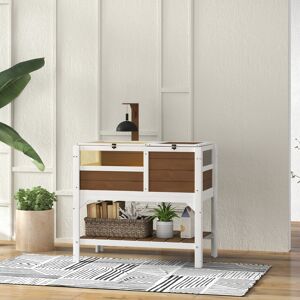 PawHut Wooden Tortoise House w/ Run, Shelter, Shelf, Lamp Holder - Brown PawHut Wooden Tortoise House w/ Run, Shelter, Shelf, Lamp Holder - Brown