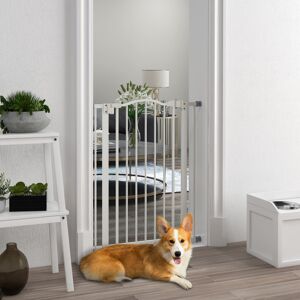 PawHut 74-80cm Adjustable Metal Pet Gate Safety Barrier w/ Auto-Close Door White PawHut 74-80cm Adjustable Metal Pet Gate Safety Barrier w/ Auto-Close Door White