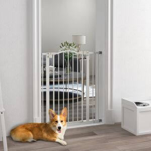 PawHut 74-87cm Adjustable Metal Pet Gate Safety Barrier w/ Auto-Close Door White PawHut 74-87cm Adjustable Metal Pet Gate Safety Barrier w/ Auto-Close Door White