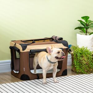 PawHut 60cm Foldable Pet Carrier Bag Soft Travel Dog Crate for Mini Dogs Brown PawHut 60cm Foldable Pet Carrier Bag Soft Travel Dog Crate for Mini Dogs Brown