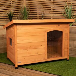 Samuel Alexander 72cm x 1.04m Medium Outdoor Garden Cosy Wooden Dog House Kennel with Window Samuel Alexander 72cm x 1.04m Medium Outdoor Garden Cosy Wooden Dog House Kennel with Window